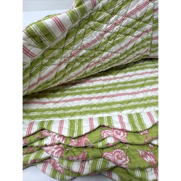 WILLIAMS SONOMA Spring Toile Table Runner Pink Green 16" x 90" NEW Reversible - Picture 6 of 6